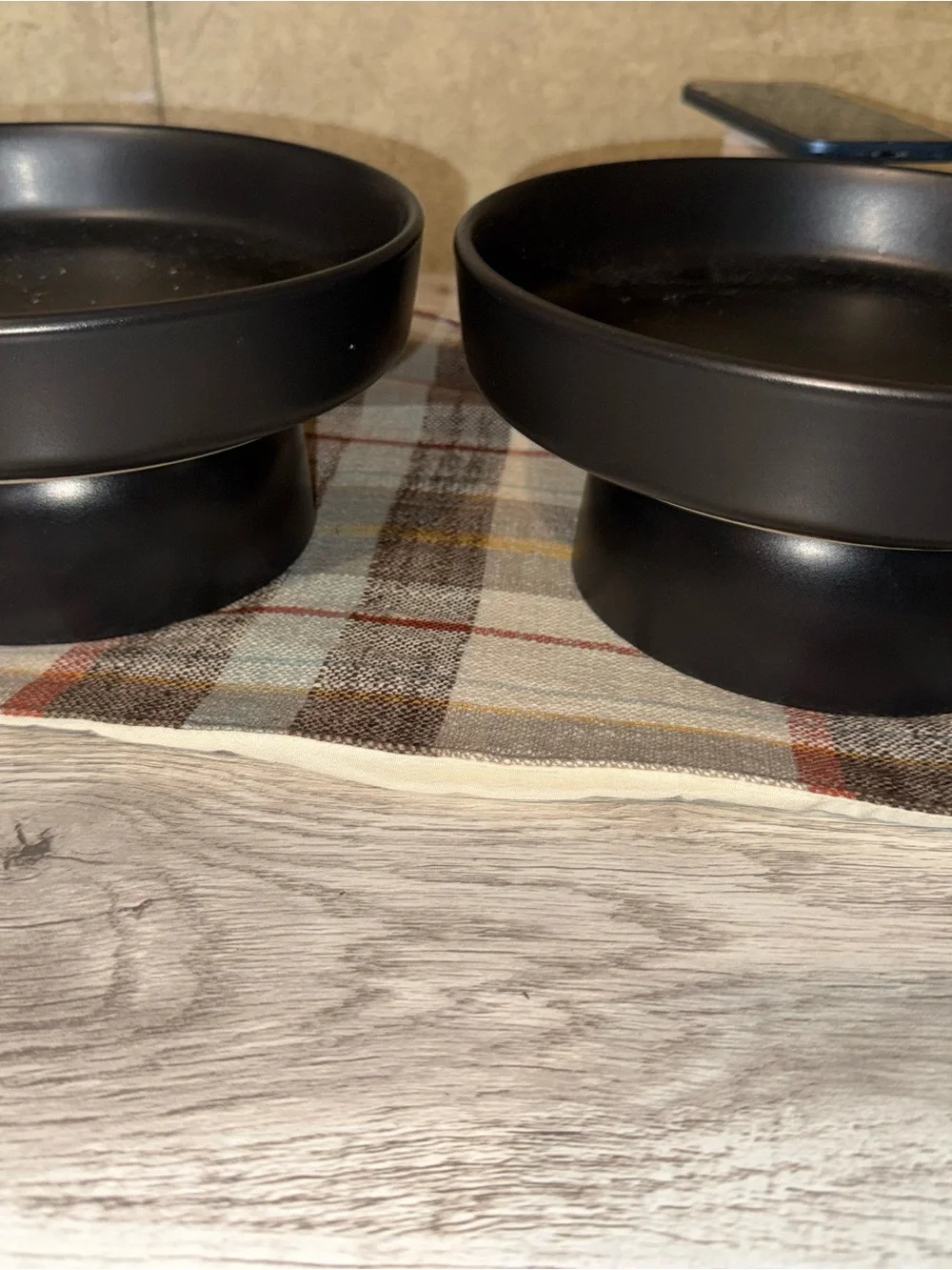 Matte Black Pedestal Serving Bowls - Set of 2